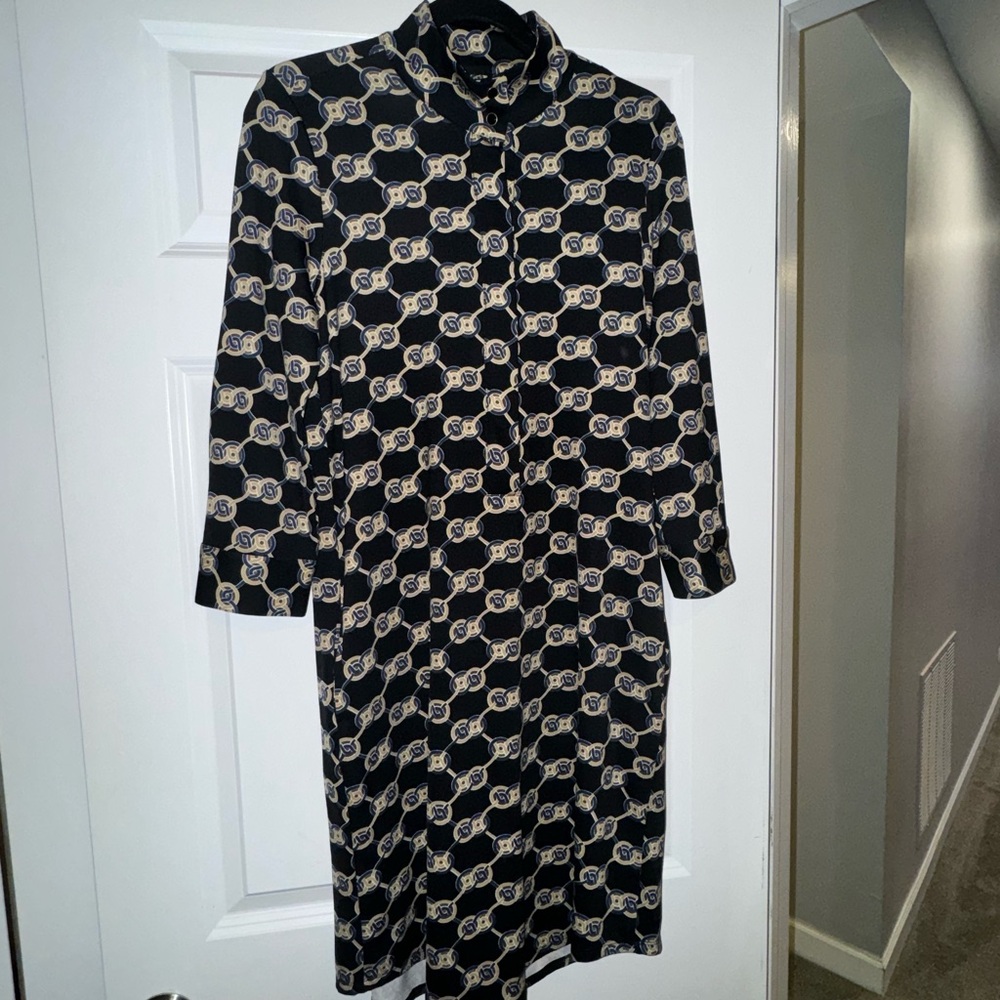 J. Mclaughlin Berlin Heraldic Knot Mock Neck Midi Dress.